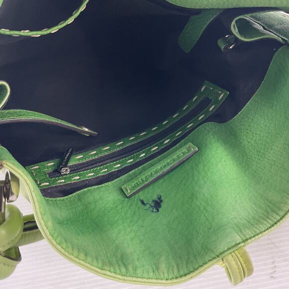BCBGMAXAZRIA Y2K Green Ombre Leather Hobo Bucket Bag Women’s Purse Preowned - Picture 3 of 6